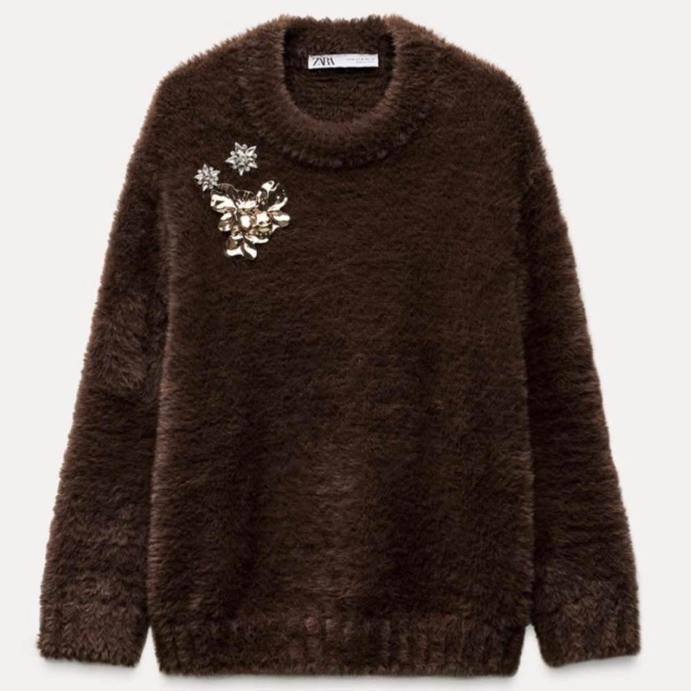 Zara Embellished Fuzzy Sweater - Picture 3 of 6